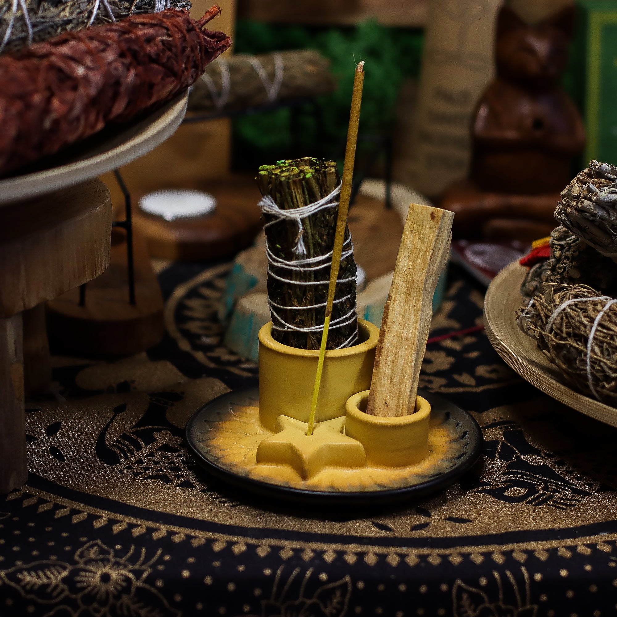 Palo Santo Stick & Smudge Holder - Sand & Grey