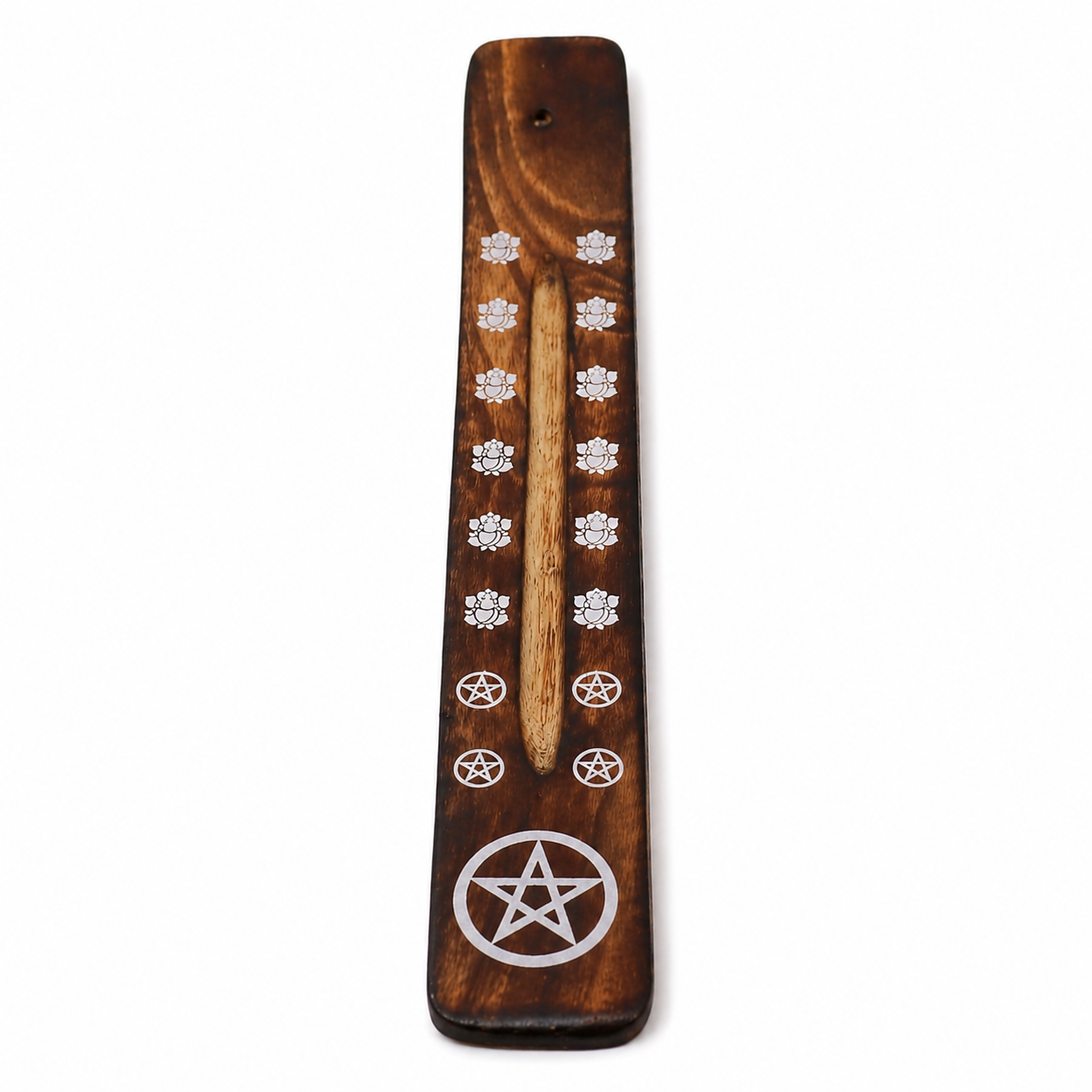 Carved Mango Wood Ashcatcher With Burnt Finish
