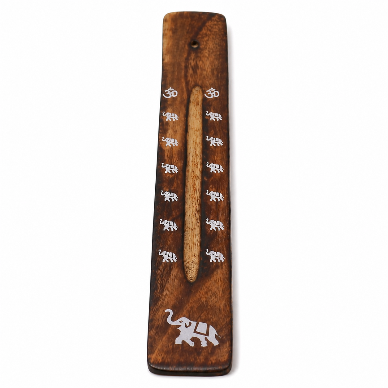 Carved Mango Wood Ashcatcher With Burnt Finish