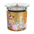 Tealight Wax Melter Orange Floral 10cm