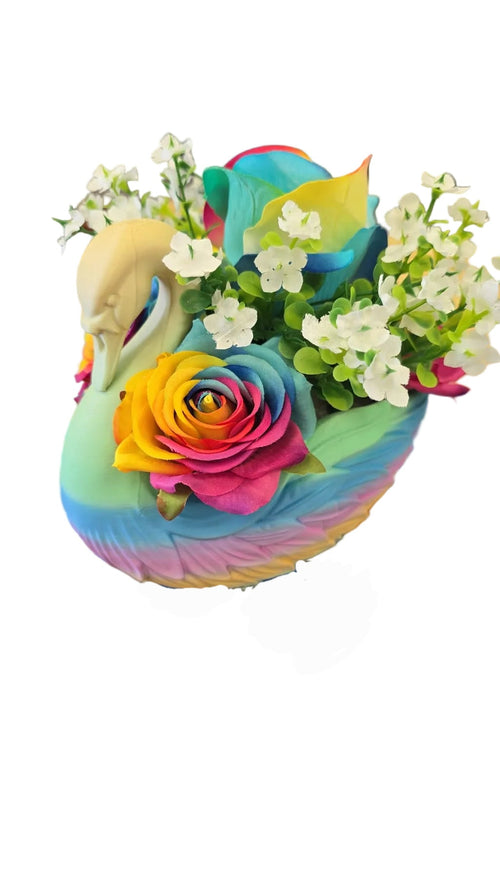 3D Swan with Artificial Flowers