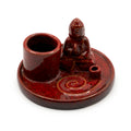 Buddha Incense Plate - Ceramic Soft Red